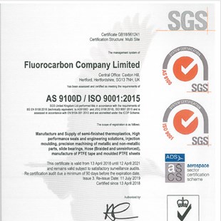 Fluorocarbon LTD AS9100 / ISO9001:2015